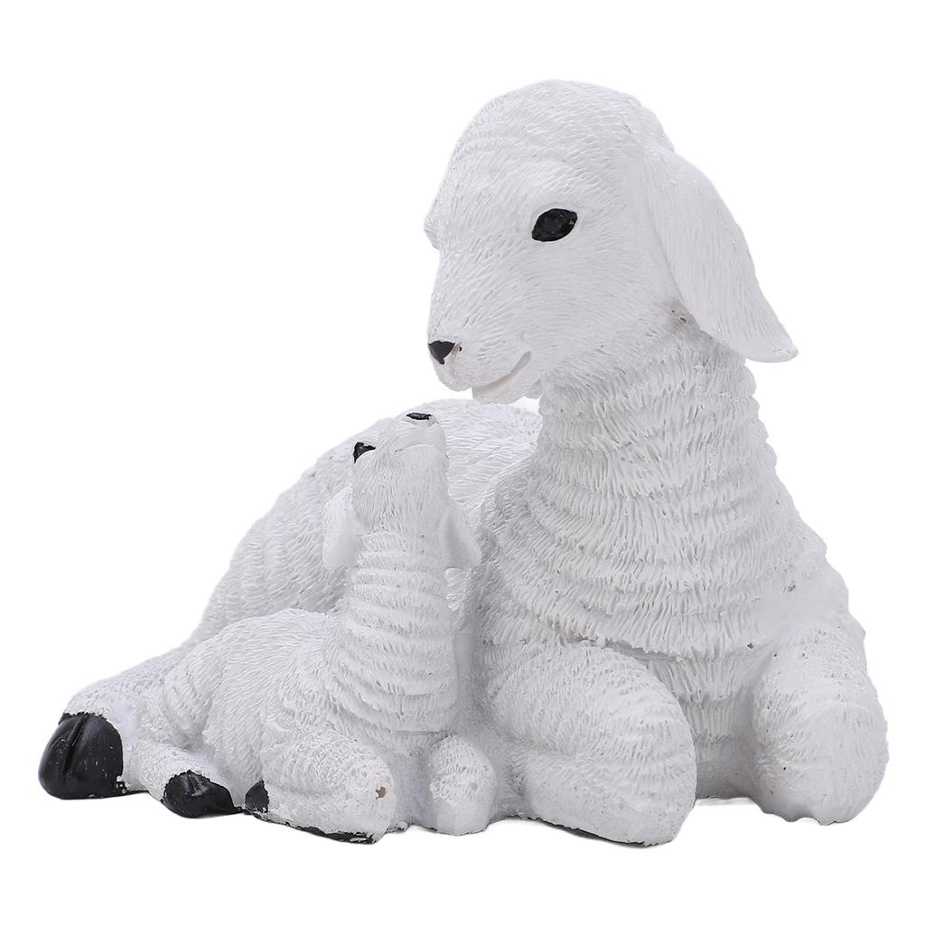 Sheep Figurines Rustic Style Distressed Look Resin Material Decorative White Lamb Ornament for Farm