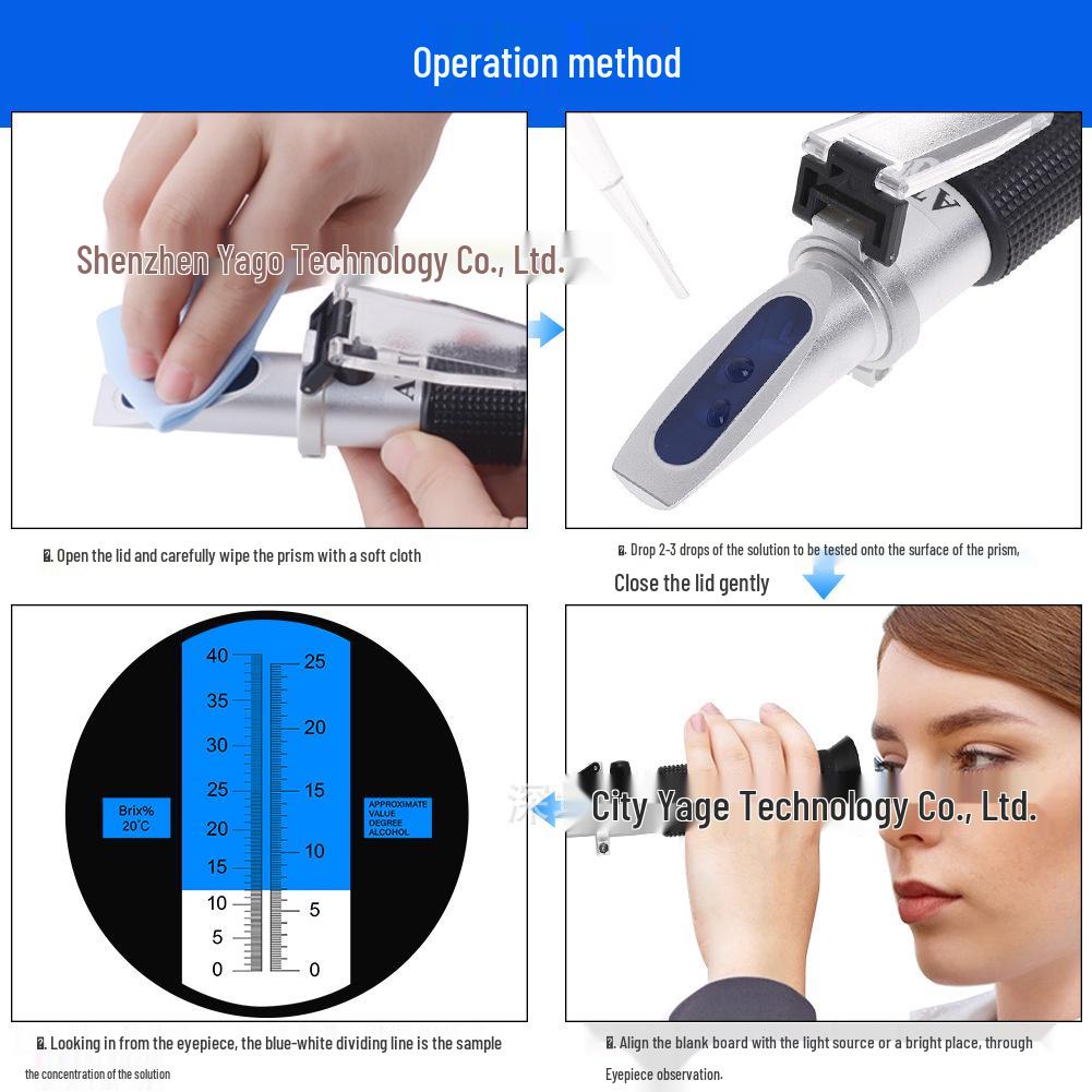 Handheld Refractometer 0-40% Brix Sugar & 0-25% Red/Fruit Wine Concentration Tester