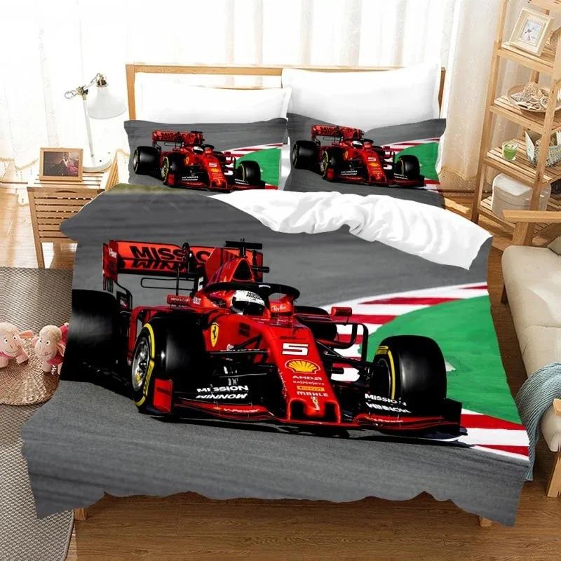 3D Print Red Racing Car F1 Game Racer Bedding Set Double Twin King Duvet Cover Comforter Pillowcase Boys Girls Adults Bedroom