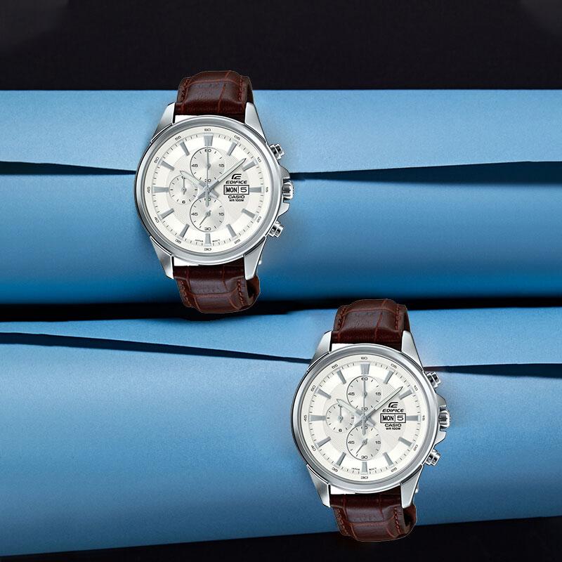 Casio EDIFICE вертикальный трехглазый зеркало из искусственного сапфира водонепроницаемый бизнес кварцевый механизм кожаный ремешок японский и корейский EFB-509L-7AVUPR