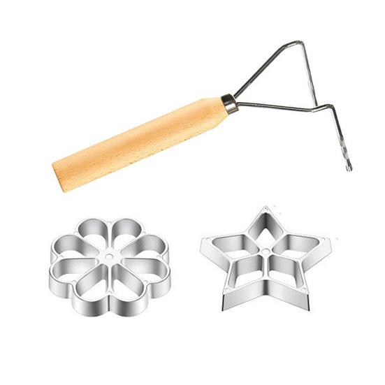 Frying Mold Set with Long Handle Non-Stick Shredded Carrot Shrimp Patty Spoon Waffle Cooking Stamp Cookie Press Mold Stainless Steel Kitchen Baking