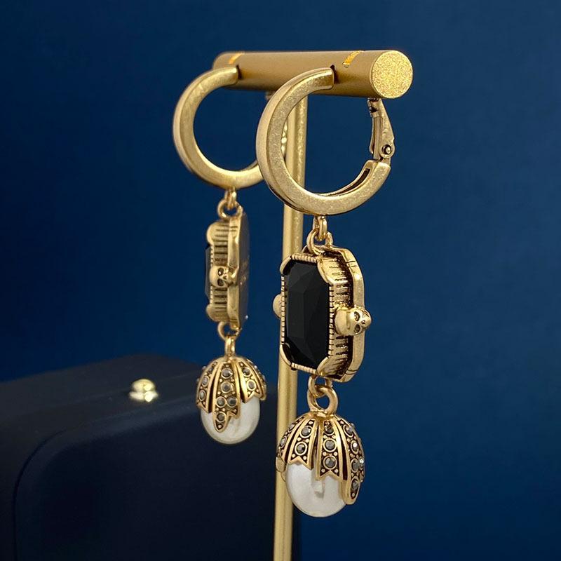 Длинные серьги с кристаллами и жемчугом в стиле ретро, женские преувеличенные серьги в средневековом стиле