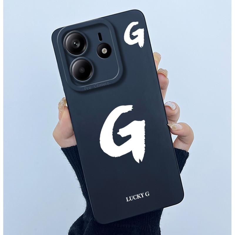 For Xiaomi Redmi Note 14 5G Cover Case Lucky Initial Letter Couple Silicone Soft Matte Phone Bumper for Redmi Note14 5G Casing