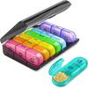 Weekly Pill Organizer 3 Times a Day Portable Travel Pill Box 7 Day with Large Pill Containers Light-Proof Pill Case JAF215