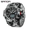 Sanda Молодежная Мода Светящиеся Водонепроницаемые Ударопрочные Будильник Мужские Часы
