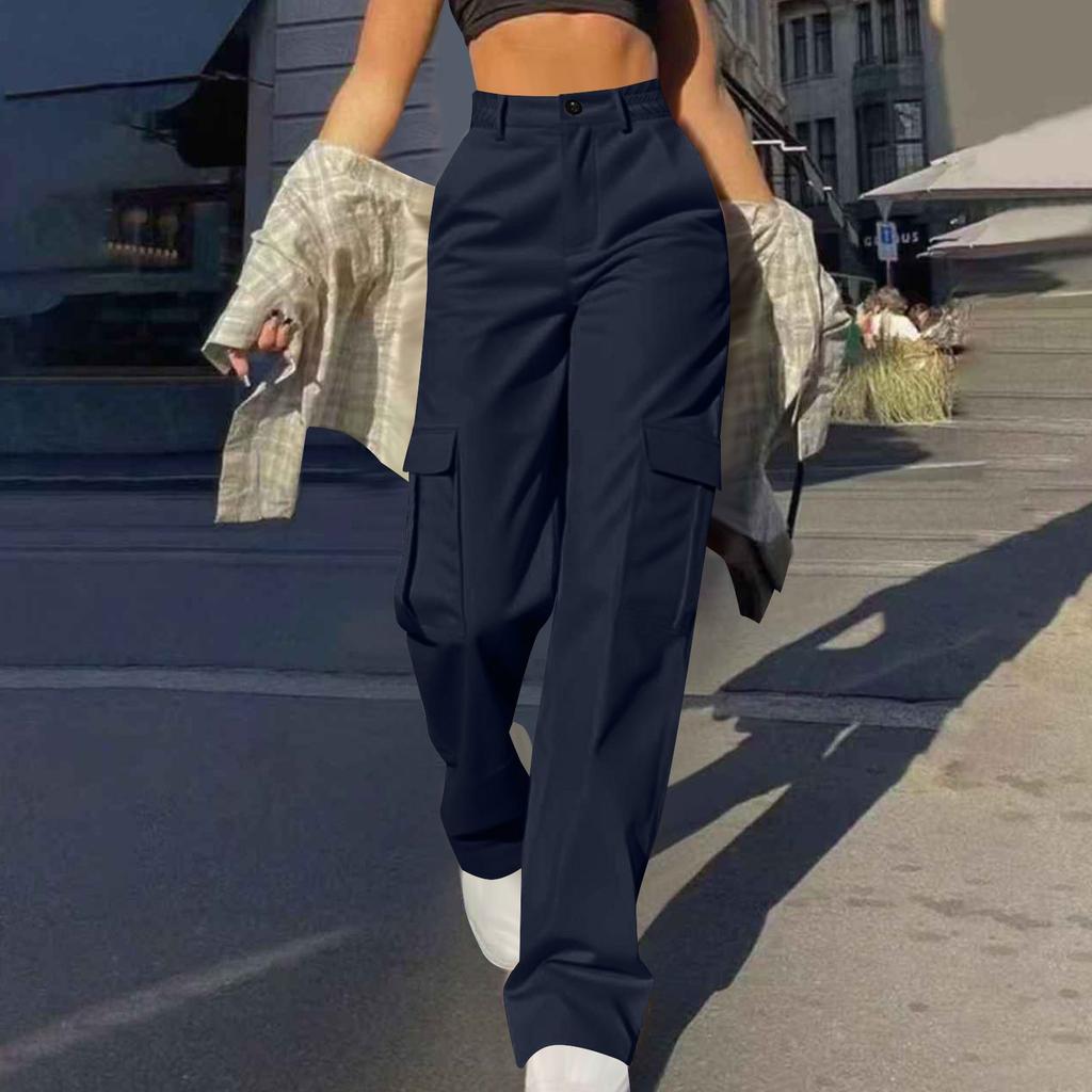 Женские модные повседневные уличные мешковатые брюки-карго с карманами, широкие брюки, свободные комбинезоны, длинные брюки