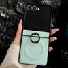 Luxury Busine Sle Plain Leather Magnetic Magsafe Phone Case for Samsung Z Flip 7 6 5 4 3 Ring Bracket Protection Cover
