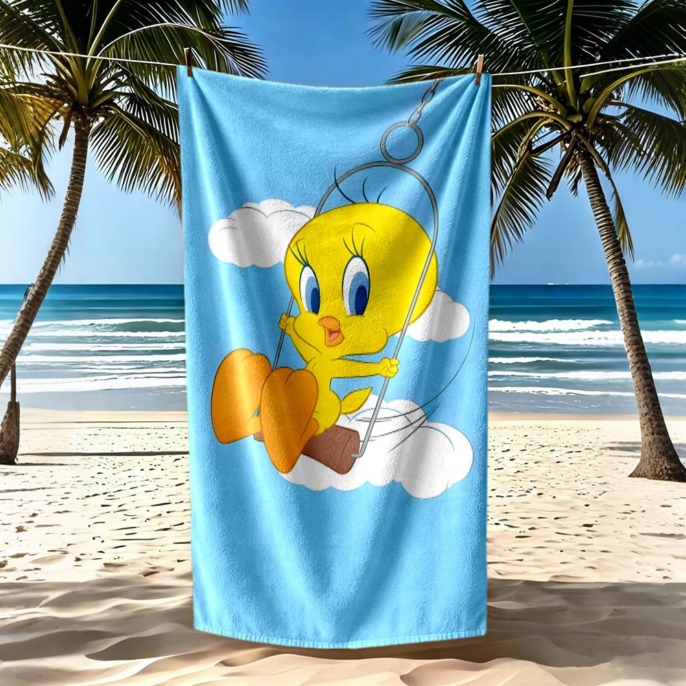 Looney Tunes Zipper Art Beach Towel Super Soft Microfiber Quickdry Fabric Comfortable Lightweight