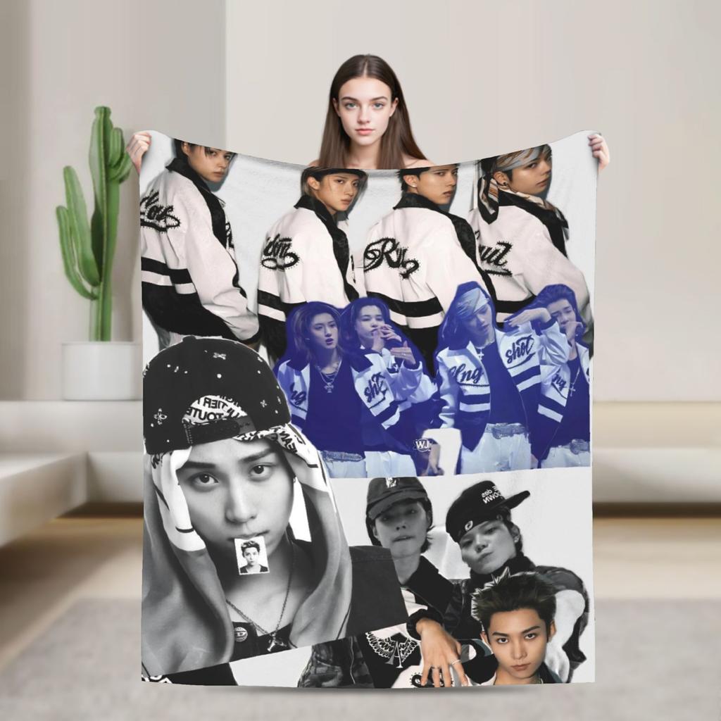 Kpop Group Lngshot Print Blanket For Men Women Warm Cozy Fluffy Throw Blankets for Bed 50x60 Inches Multi-size
