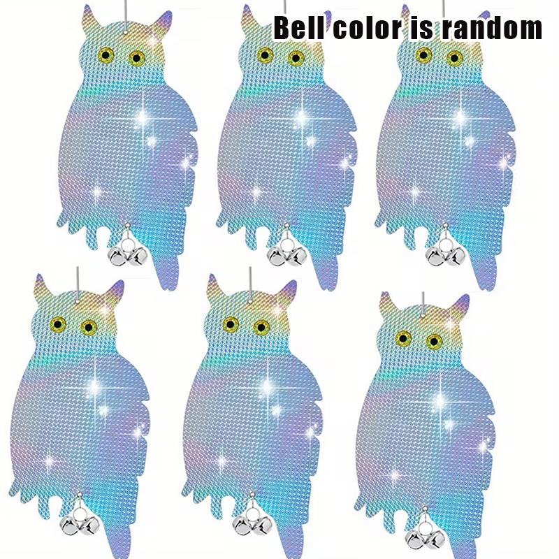 1/2/4/6Pcs Reflective Owl Fake Hawk, Plastic Hanging Reflective Bird Repeller, Outdoor And Garden Decorative Wind Chime
