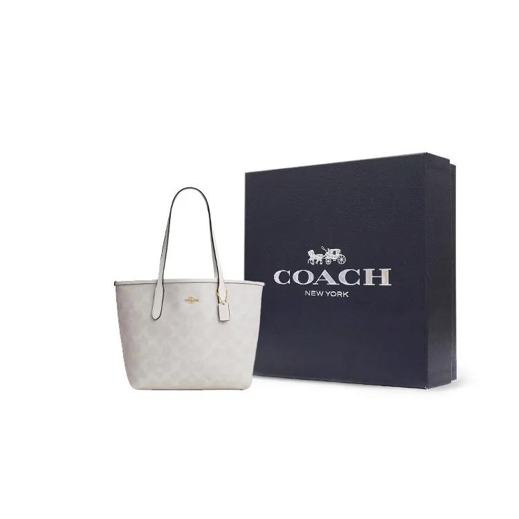 COACH City Coated Canvas Shoulder Bag Medium Women's Chalk Glacier White (Unisex) Shoulder Bags CN733 IMRFF