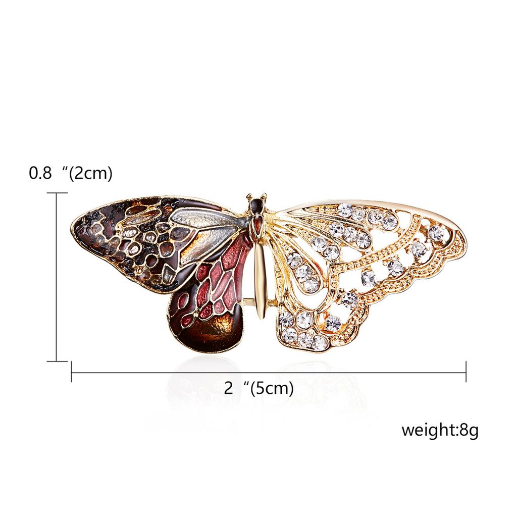 Rinhoo Shining Full Rhinestone Butterfly Brooch For Women Elegant Crystal Insect Collar Lapel Pins Animal Corsage Party Jewelry