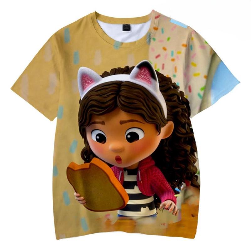Children's Cartoon Printed Cute Multi-color T-shirts Girls Fashionable Soft Comfortable T-shirt