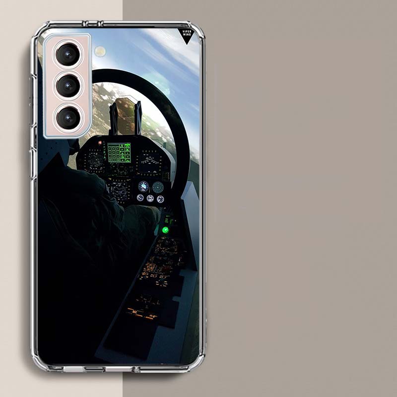 Deluxe Helicopter Fighter Cockpit Phone Case For Samsung Galaxy S25 Edge S24 S23 FE S21 S20 S10 Plus S22 S26 Ultra Cover Clear C