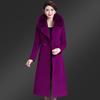 Women's Large Slim Fit Double-Breasted Wool Coat - Medium-Length, Knee-Length, Woolen Collar, High-End Design