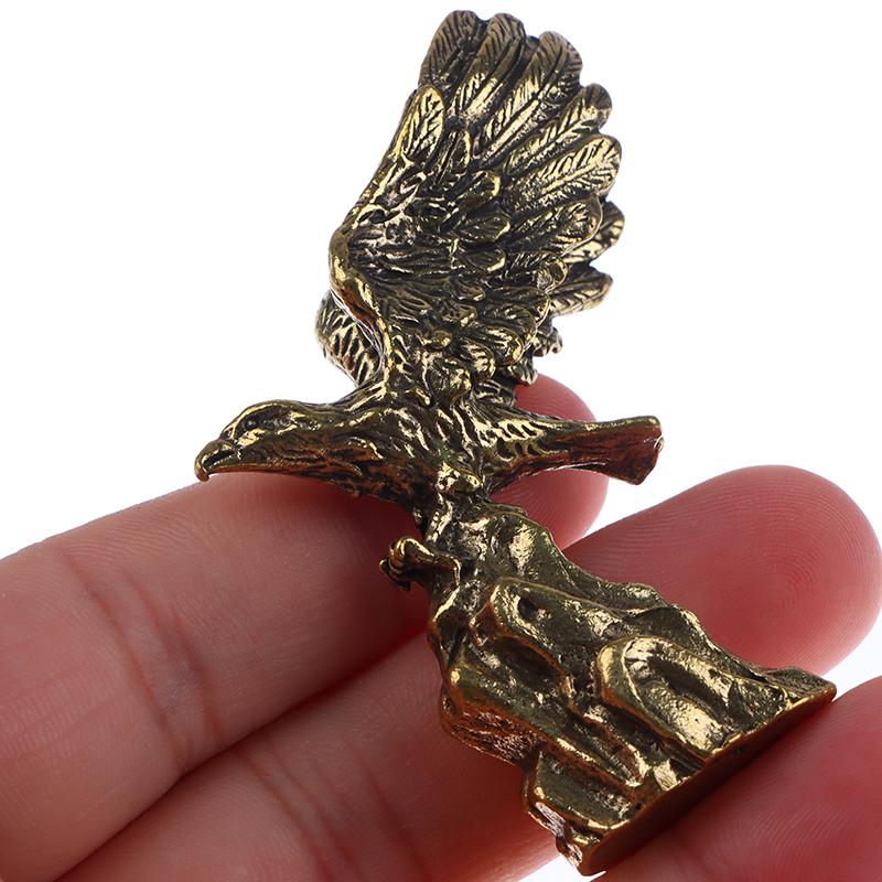 1Pc Antique Copper Eagle Statue Small Ornaments Vintage Brass Animal Figurines Crafts Desk Home Decorations Accessories Gifts