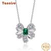 Tancise Jewelry Luxury Butterfly Necklace Lab Emerald Necklace Pendant
