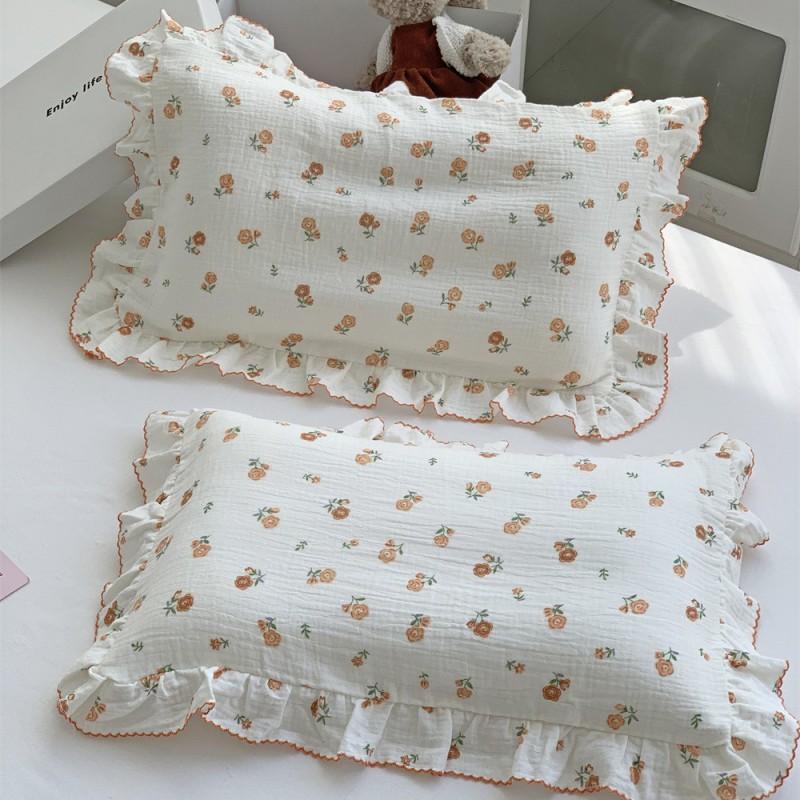 Cotton Kids Pillowcase Girls Use 30x50cm 35x55cm 40x60cm Pure Printed With Ruffle Trim Princess Style