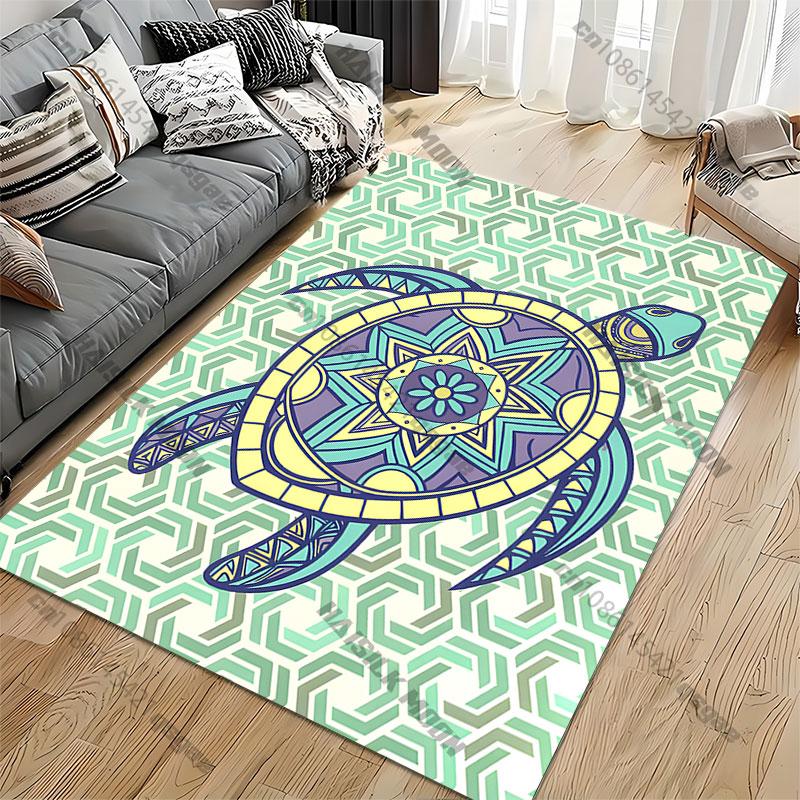 Colorful patterned turtle design carpet Yoga living room room decor children's crawling mat doormat area rug games mat