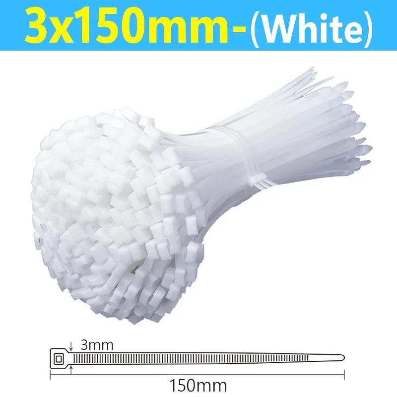 1000/100Pcs Self-locking Nylon Ties Adjustable Fastening Loop Tie Cables Bundle Set For Home Office Detachable Cord Tie Straps