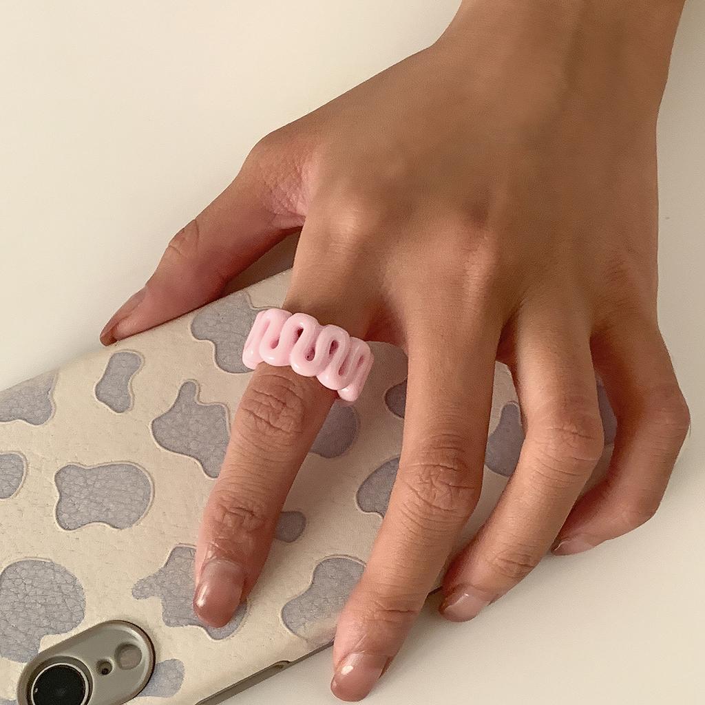 Милое и крутое трендовое кольцо из смолы с лягушкой, простое трехмерное цветное украшение, ювелирное изделие