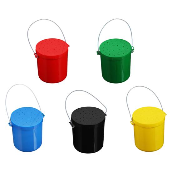 Live Bait Bucket with Portable Handle Breathable Anti-drop Cover Fishing Earthworm Storage Box Small Live Red Worm Container Fishing Accessories
