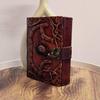 Spell Book of Shadows • Antique Leather Journal with Magic Eye & Lock • Halloween Decor, Witchcraft Grimoire, Wiccan Gift