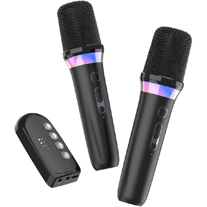 Karaoke Microphone,Dual Handheld Rechargeable Mic with 3.5mm Aux in and Out Receiver,Volume Control Karaoke Microphone for Singing, Speech, Home