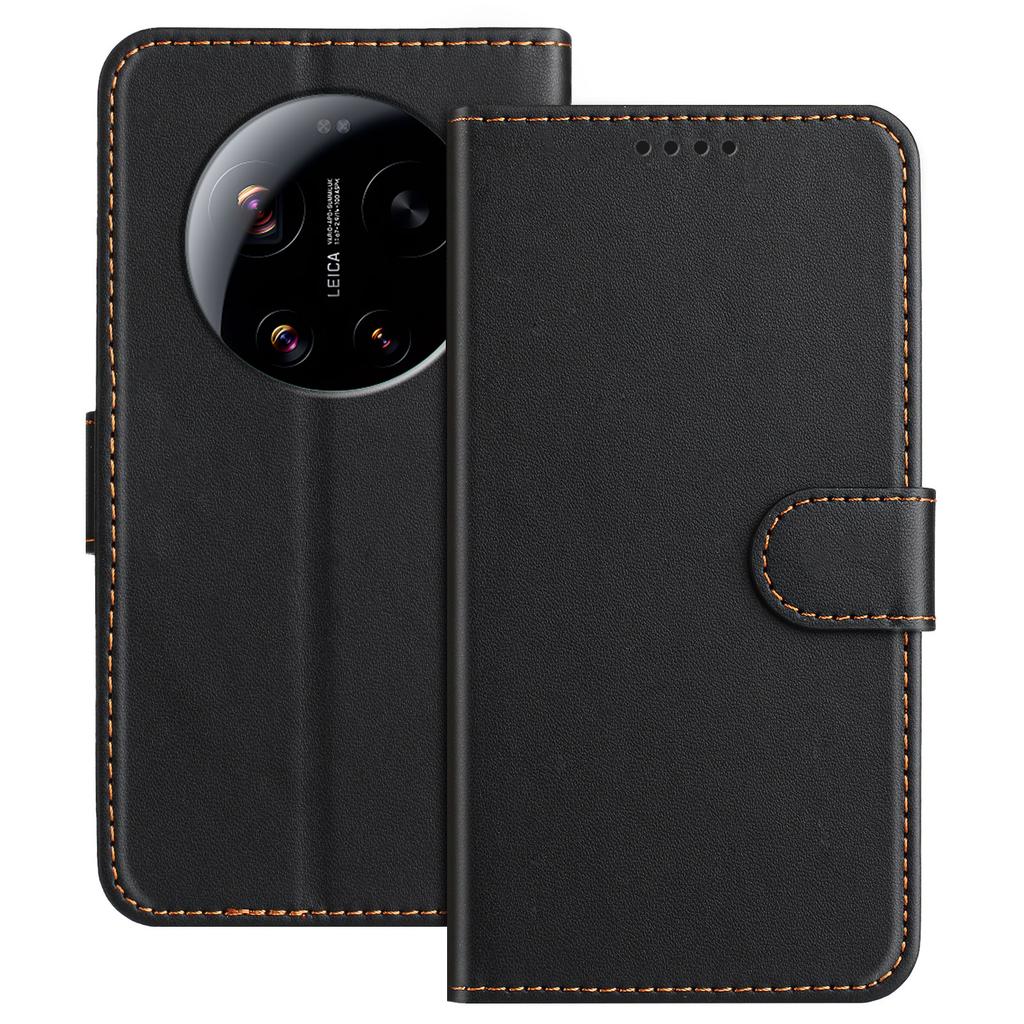 For Xiaomi 17 Ultra 5G Leather Case Wallet Stand Solid Color Anti Drop Phone Cover