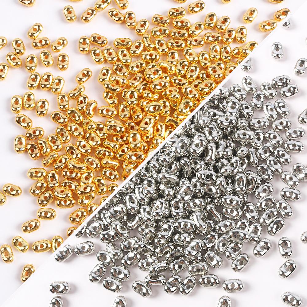 Акриловые золотые серебряные арахисовые бусины ожерелье из бисера работа в процессе браслет ручная работа украшения своими руками аксессуары аксессуары материалы