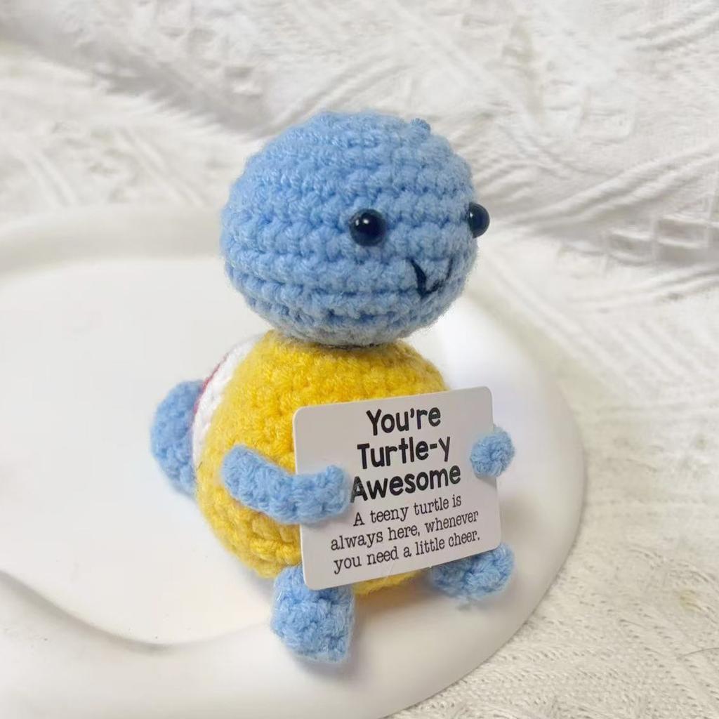 Новая позитивная вязаная крючком кукла-черепаха, милая черепаха для эмоциональной поддержки, настольное украшение, подарок для эмоциональной и вдохновляющей поддержки для женщин