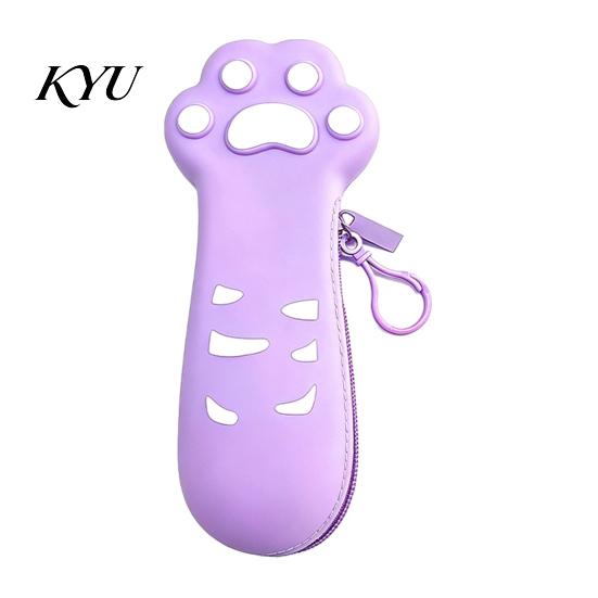 Silicone Cat Paw Pen Case Pencil Case, Large Capacity Stationery Organizer Portable Bag, Students School Supplies Storage Pouch with Zipper Bag