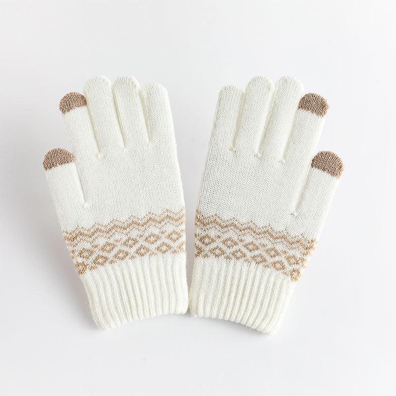 Winter TouchScreen Gloves Women Men Warm Stretch Knit Mittens Imitation Wool Full Finger Guantes Female Crochet Thicken
