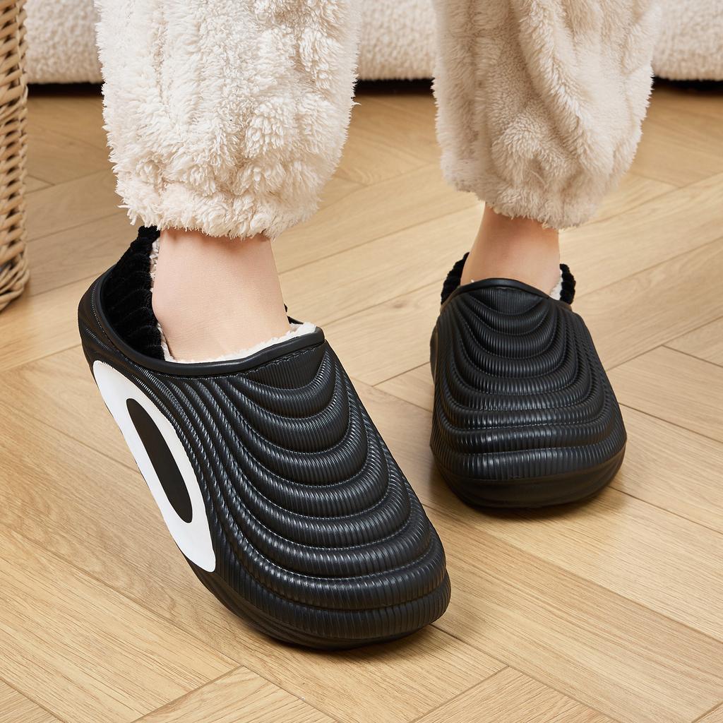 Platform Women Cotton Slippers Plush Warm Thick Bottom Slides Breathable Soft Non-slip Slippers Indoor Outdoor Men Cotton Slippers