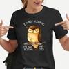 Women Men Funny Owl I'M Not Sleeping I'M Just My Resting Eyes Printed T-Shirt Summer Short Sleeves Tops