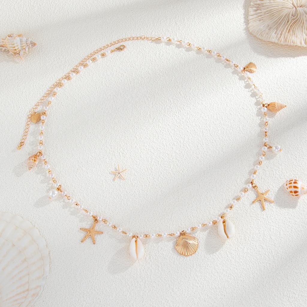 Vacation Wind Conch Starfish Scallop Shell Sexy Waist Chain Body Chain Imitation Pearl Body Chain Female