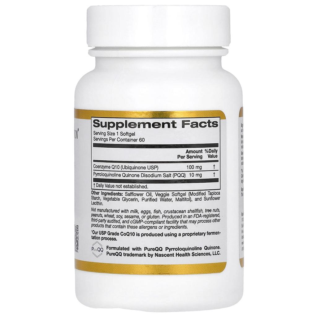 California Gold Nutrition CoQ10 with PQQ, 100 Mg, 60 Veggie Capsules