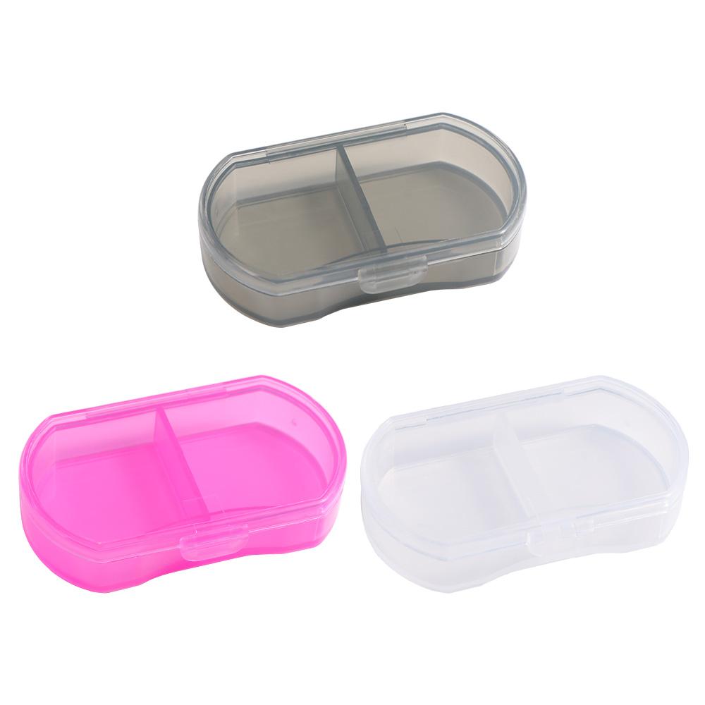 With Lid Mini Medicine Box Snap-on design Pill Packing Box Simple 2-gird Pill Box  Storage Box