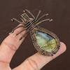 Natural Labradorite Gemstone Handmade Copper Wire Wrap Spider Pendant 2.56" B0S49