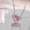 Цирконий Сердце Подвеска Ожерелья Y2K Розовое Сердце Дамы Девушки Элегантные Ключицы Цепочка Женщины Ювелирные Изделия Подарки