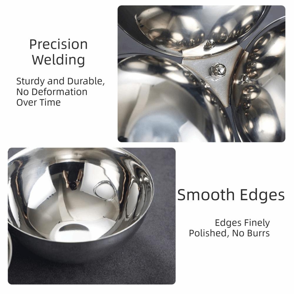 Premium 304 Stainless Steel Snack Bowl Circle Ring Handle 3 Compartment Serving Dishes Rust-proof Round Bowl Fruit Plate Parties