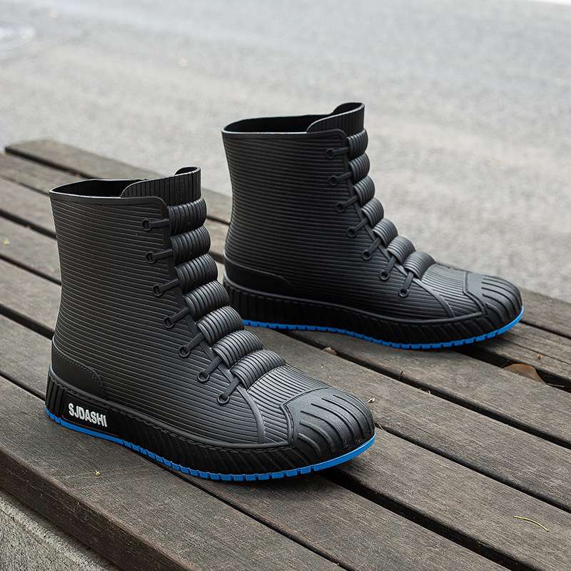 Короткие водонепроницаемые дождевые ботинки, нескользящие и теплые мужские резиновые сапоги, женские кухонные бархатные износостойкие новые резиновые ботинки, водные ботинки