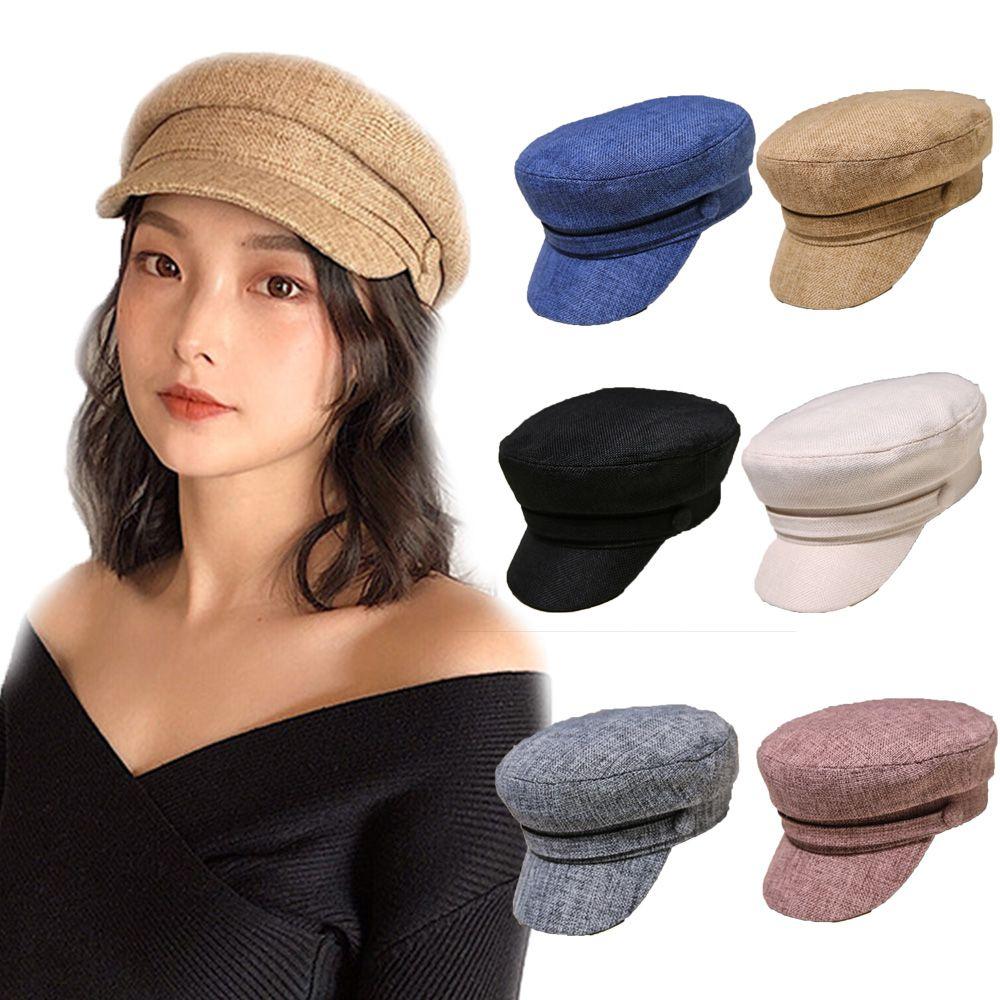Ladies Summer Cotton Linen Women Octagonal Cap Navy Hats Flat Cap Berets