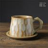 Retro Ceramic Cup Mug Style Simple Afternoon Tea Cup Creative Coarse Pottery Coffee Cup Saucer Set
