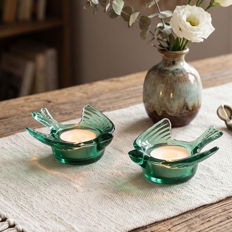 Подсвечники для чайных свечей Стеклянные подсвечники для votive свечей Подсвечник-подставка для свечей в виде птицы для сервировки обеденного стола и полок, Маленький акцентный подсвечник для чайной свечи для спальни, рабочего стола
