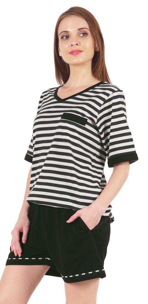 Inkmeso Printed Nightwear Shorts Set For Women Top And Short Sleepwear Sets 2