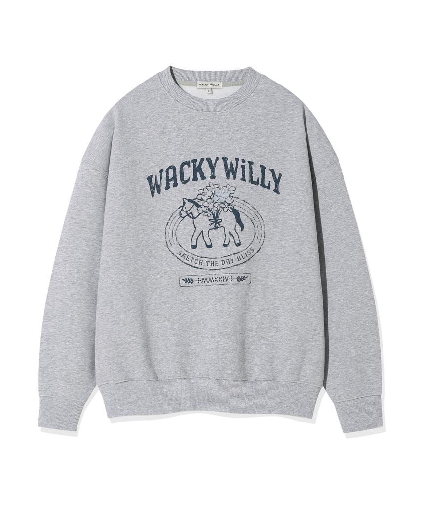 WACKY WILLY Women'S Typographic Sweatshirt Gray