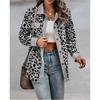 Women's Fall and Winter Long Sleeve Printed Jacket Button Lapel Coat