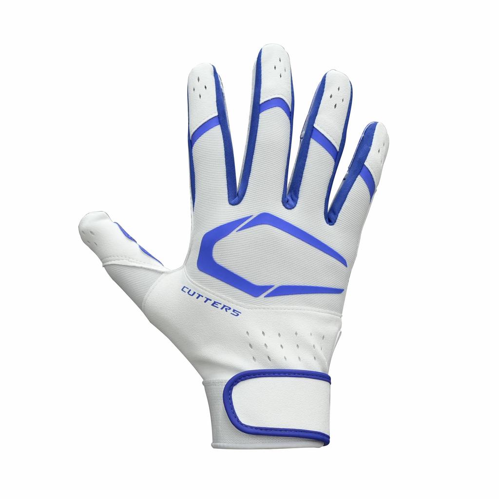CUTTERS Batting Gloves B353 Prime Hero Size White x Royal 3.0 (Pair) Baseball/Softball Gloves, L,