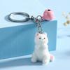 3D Флокированный Белый Кот Брелок Мультяшное Плюшевое Животное Брелок Подвеска для Сумки Держатель для Ключей Автомобиля Шарм для Наушников DIY Ювелирные Аксессуары